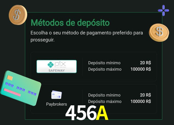 O cassino 456A oferece uma grande variedade de métodos de pagamento